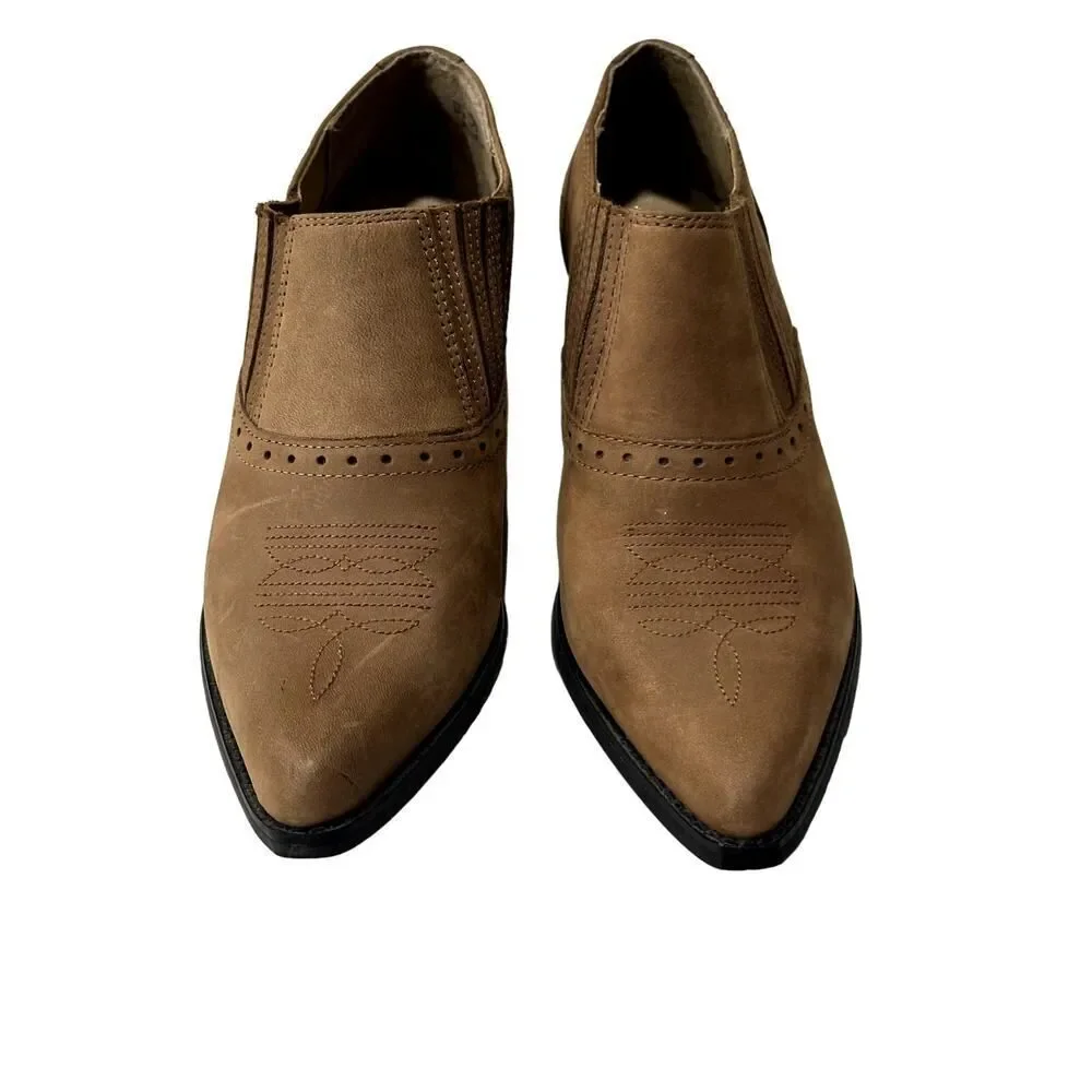 DINGO Women's Dan Post Leather Low-Cut Western Ankle Boots/Shoes Tan Size 7